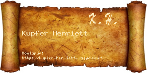 Kupfer Henriett névjegykártya